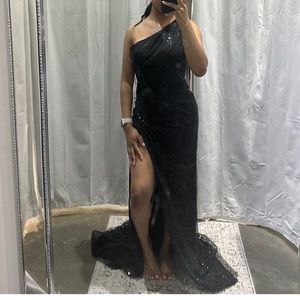 WEDDING GUEST DRESS/ PROM DRESS- ONE SHOULDER, LOW BACK, SEQUIN DRESS